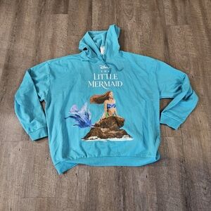 Disney Women Sweatshirt 3XL Blue Hoodie Graphic The Little Mermaid Full Zip